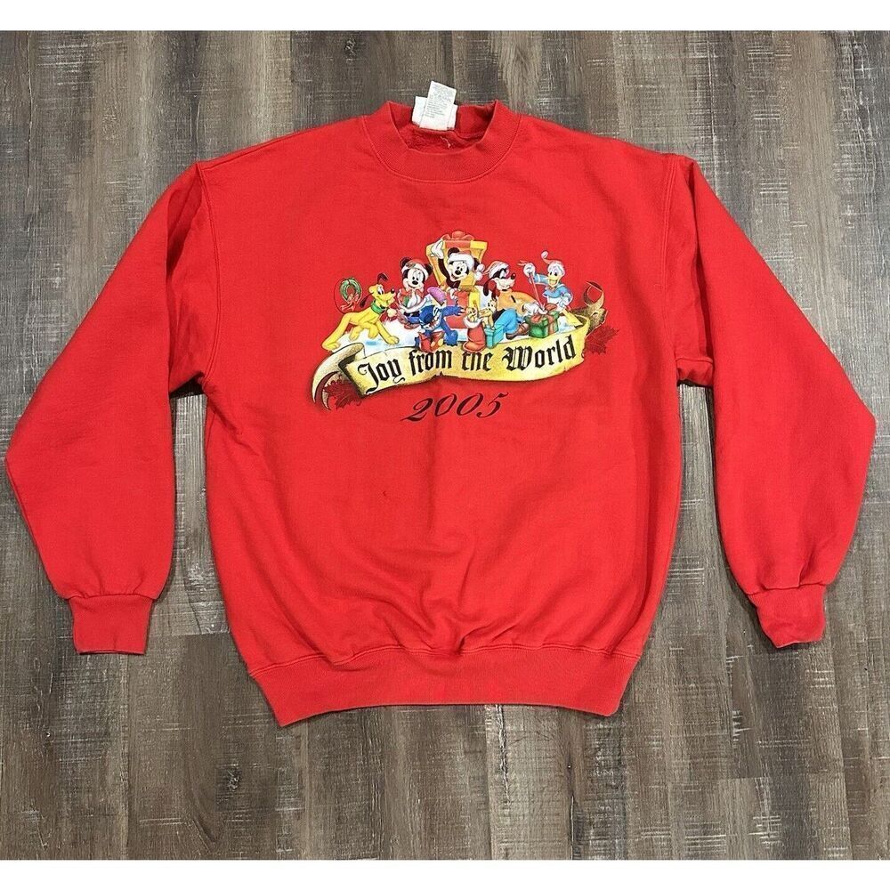 Disney World Y2K Ugly Christmas Sweater Sweatshirt Mickey Stitch Goofy‎ Size M